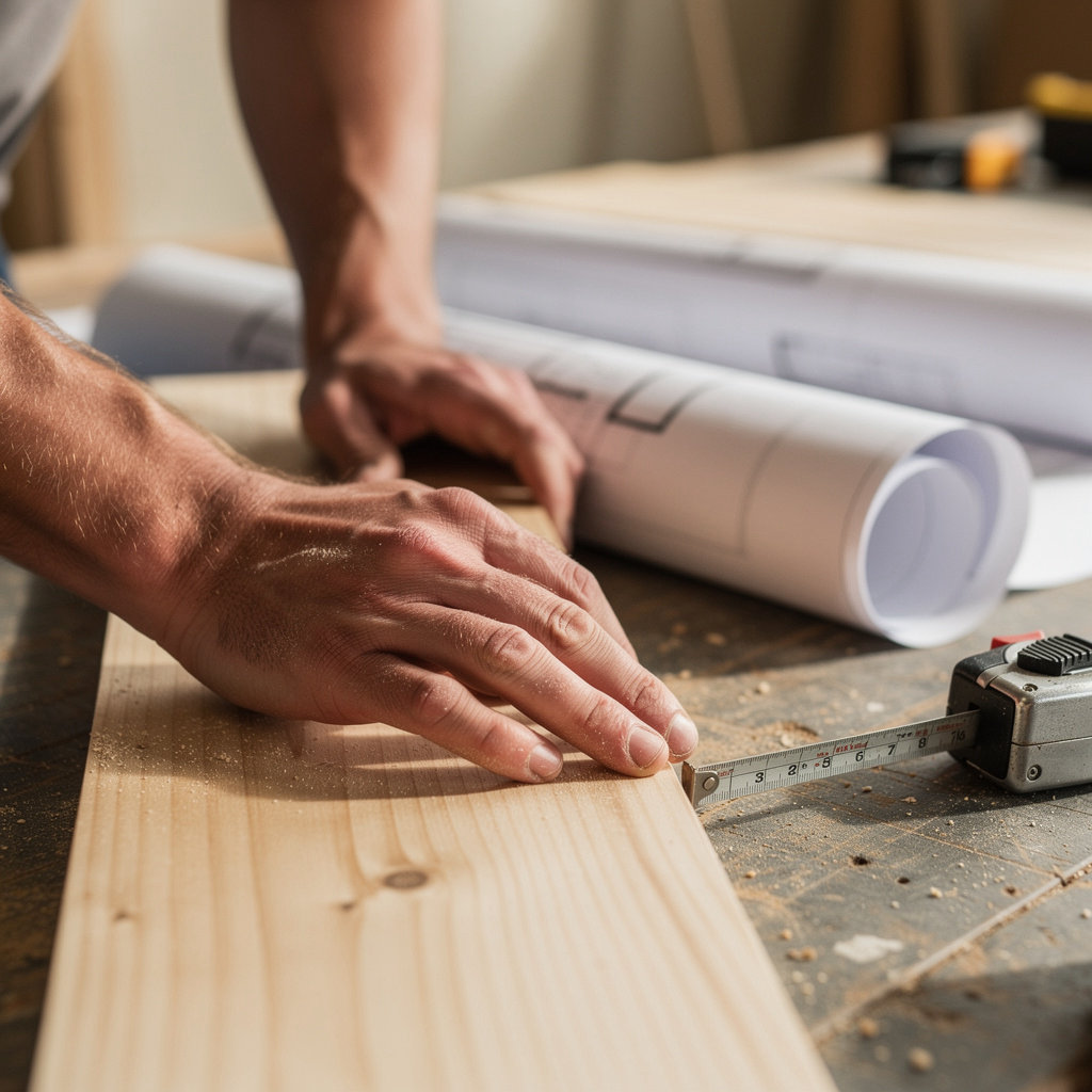 Christensen Construction team collaborating on building plans at their Madison, WI office